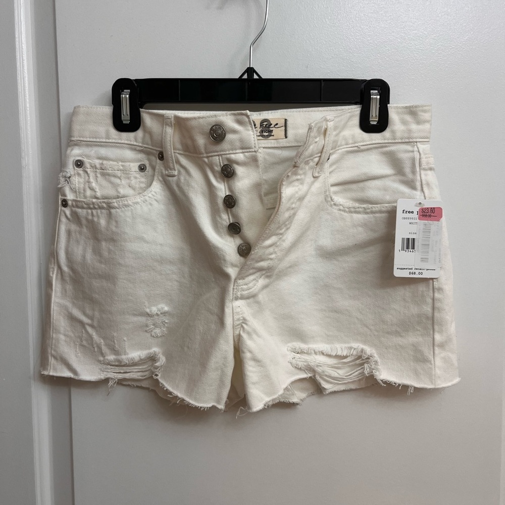 Brand new free people white jean shorts